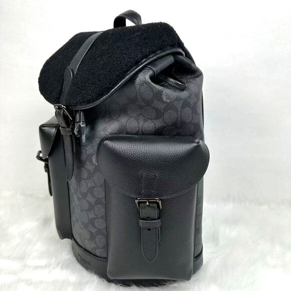 Coach Warner Backpack In Signature Canvas Leather Charcoal/Black NWT CY781 $750 - Picture 3 of 12